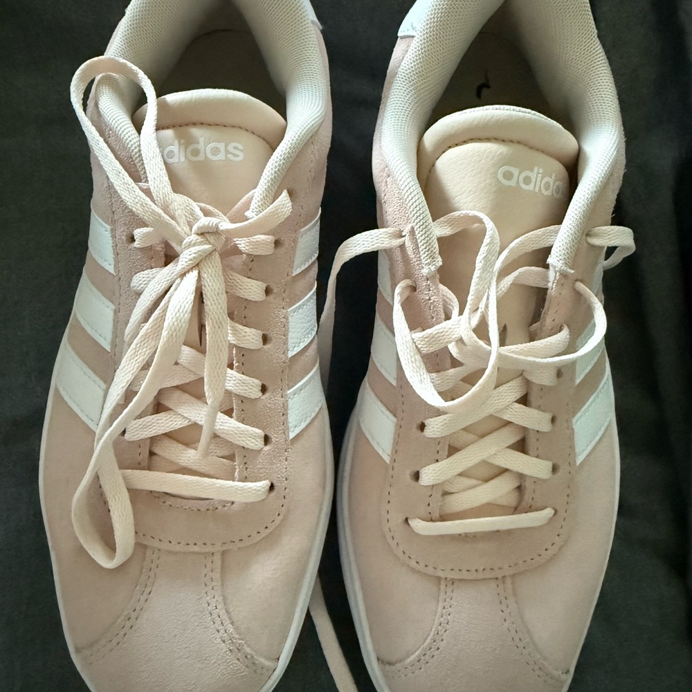 Adidas Women's Soft Pink and White Sneakers